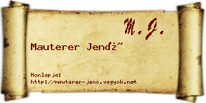 Mauterer Jenő névjegykártya